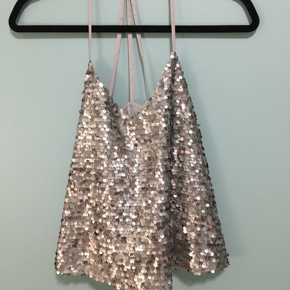 Hollister silvery sequinned crop top
